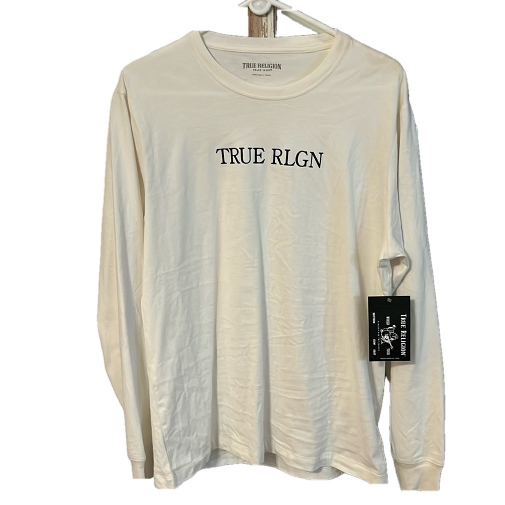 TRUE RELIGION NWT Men’s Large Vaporous Grey  Long Sleeve Pullover Shirt